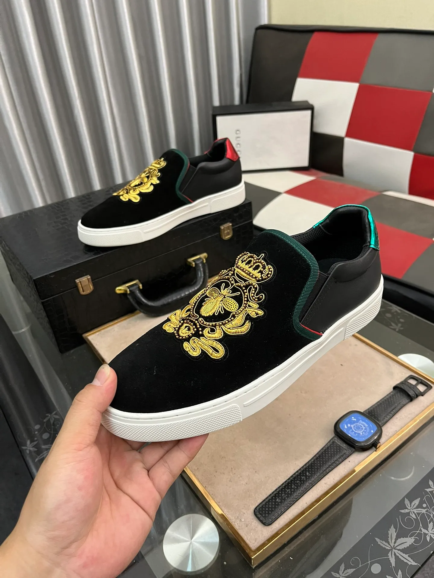 Men's Men's Shoes💰360⌚️⌚️《GUCCI》The latest hot-selling casual shoes, top brand [seduce] luxury~purchase, top~quality. Products sold at the counter [Qiang] The original fabric adopts 3D embroidery technology ➕ Comfortable sheepskin lining, available in 38-443️⃣ styles